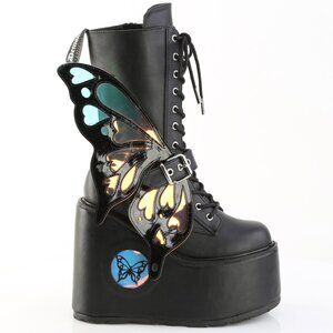Festival Light Up Wedge Butterfly Platform Lace Up Boots
